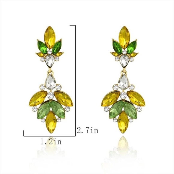 Luxurious Marquise Leaf Large Statement Earrings 18k Gold Plated - Picture 4 of 6